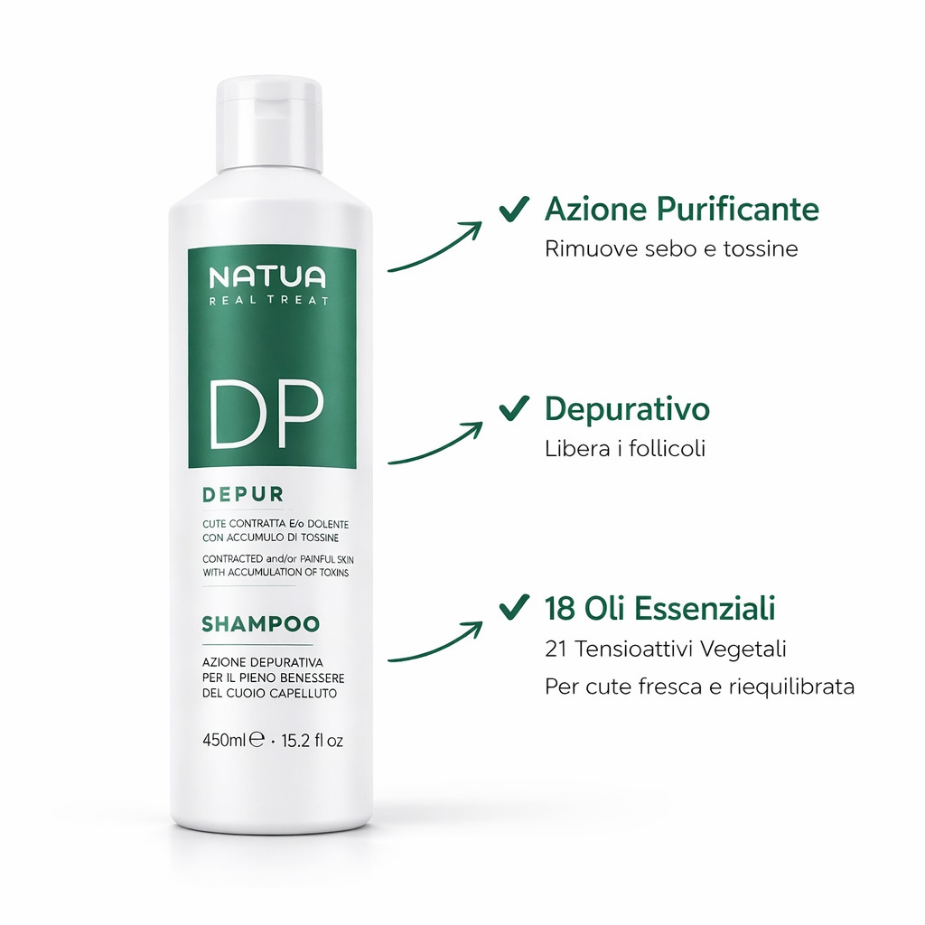 NATUA Shampoo Depur - Stop Capelli Grassi e Unti al Primo Lavaggio